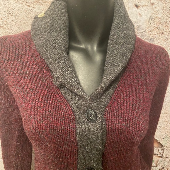ROOTS Maroon Wool Blend Cabin Cardigan - Picture 2 of 9